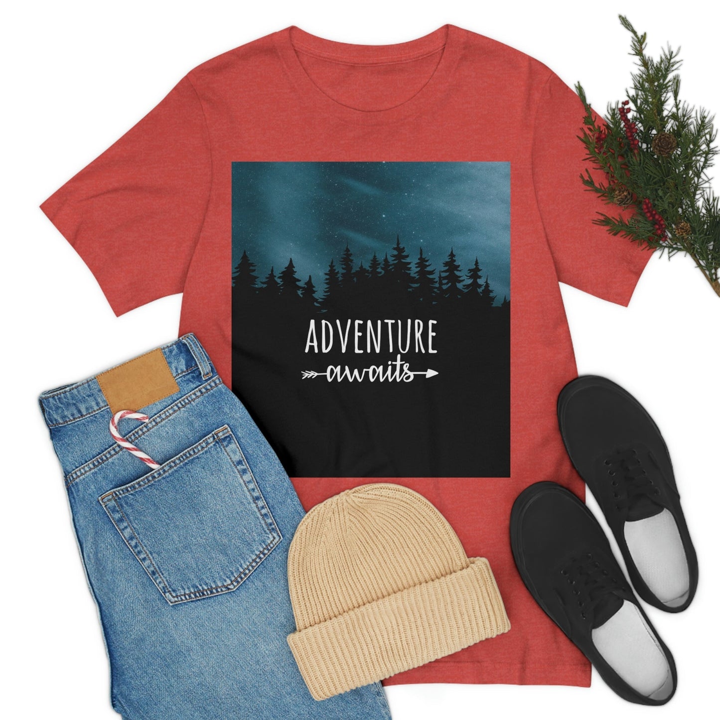 Adventure Awaits Art Vacation Landscape Explore Unisex Jersey Short Sleeve T-Shirt Ichaku [Perfect Gifts Selection]