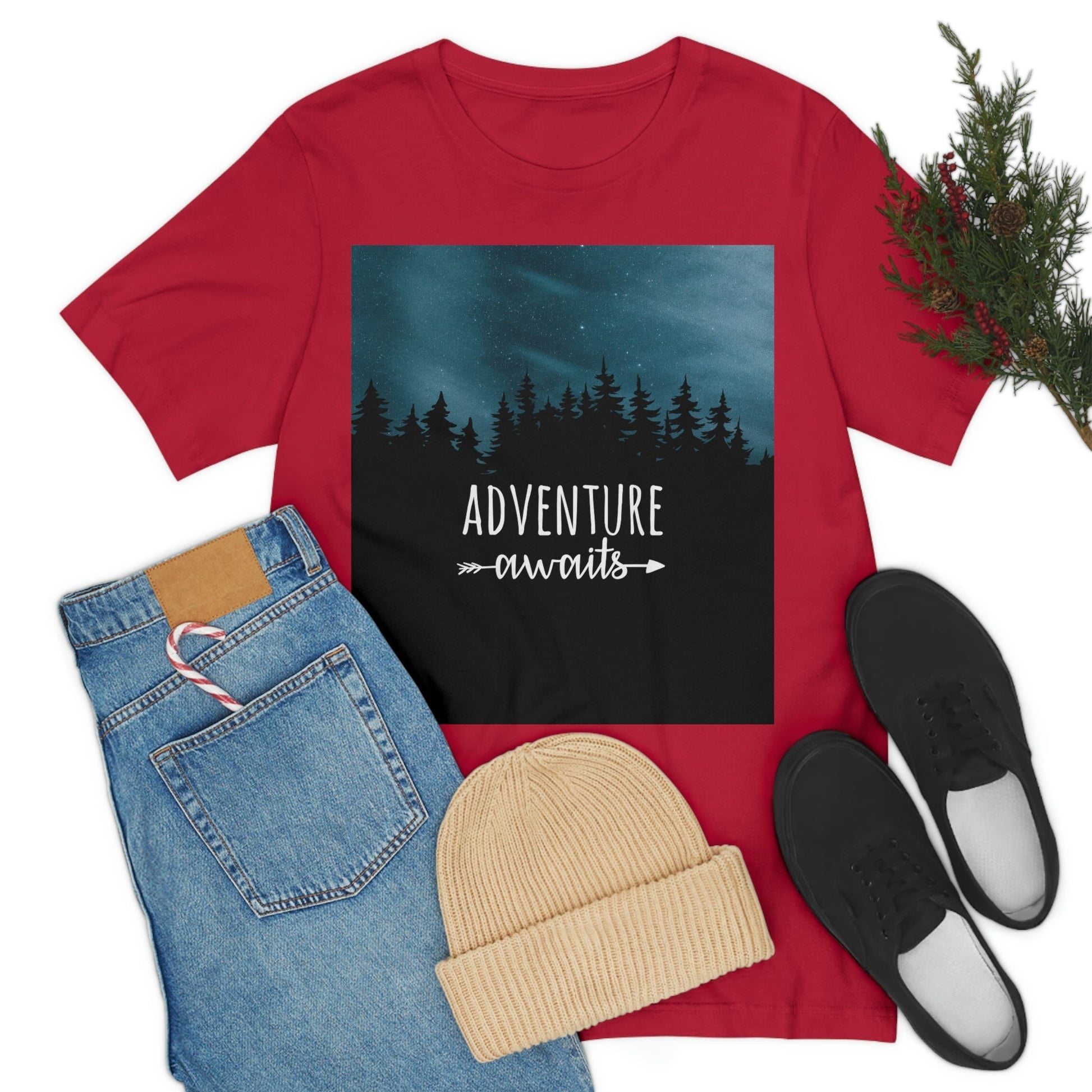 Adventure Awaits Art Vacation Landscape Explore Unisex Jersey Short Sleeve T-Shirt Ichaku [Perfect Gifts Selection]