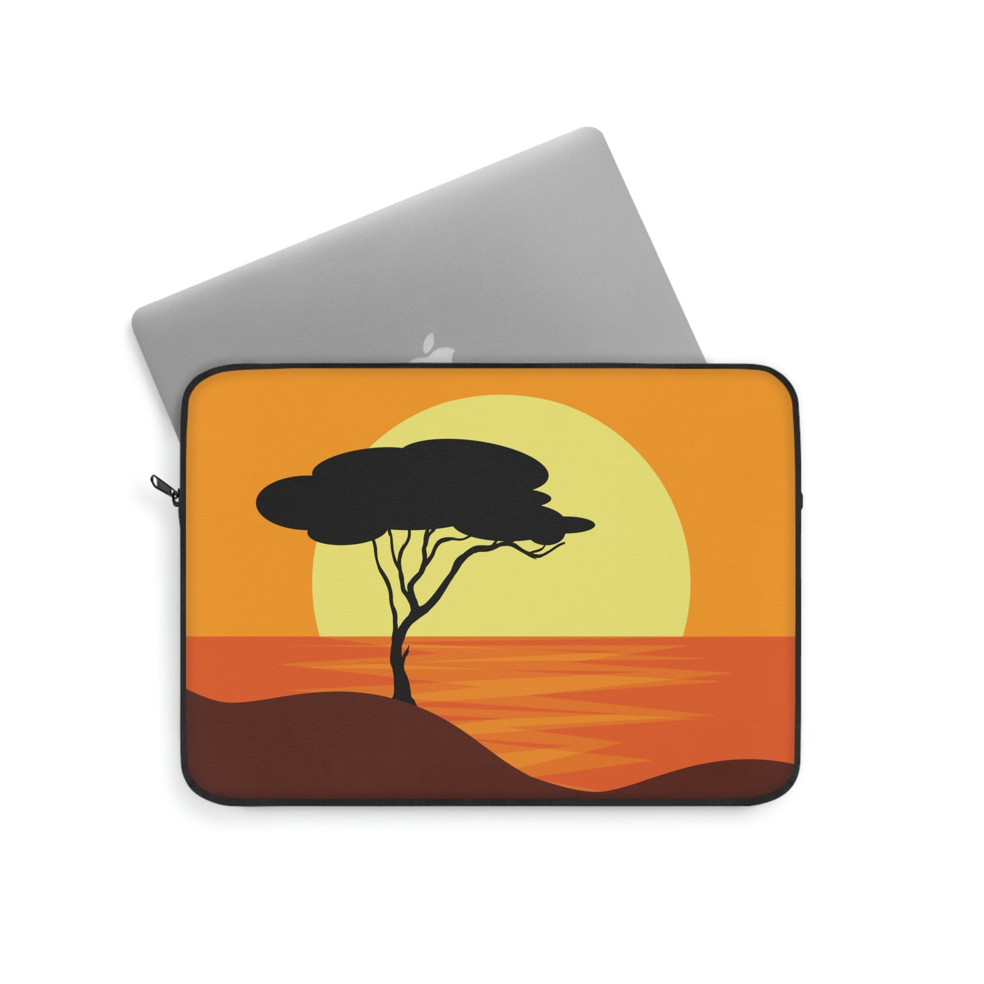 Africa Savanna Sunset Minimal Art Landscape View Laptop Sleeve Ichaku [Perfect Gifts Selection]