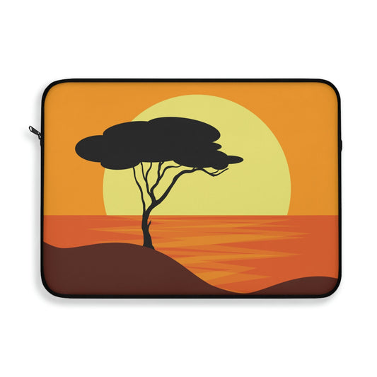 Africa Savanna Sunset Minimal Art Landscape View Laptop Sleeve Ichaku [Perfect Gifts Selection]