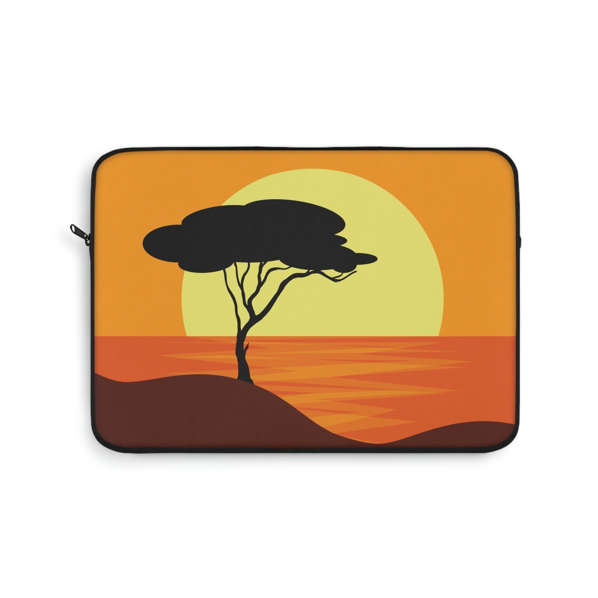 Africa Savanna Sunset Minimal Art Landscape View Laptop Sleeve Ichaku [Perfect Gifts Selection]