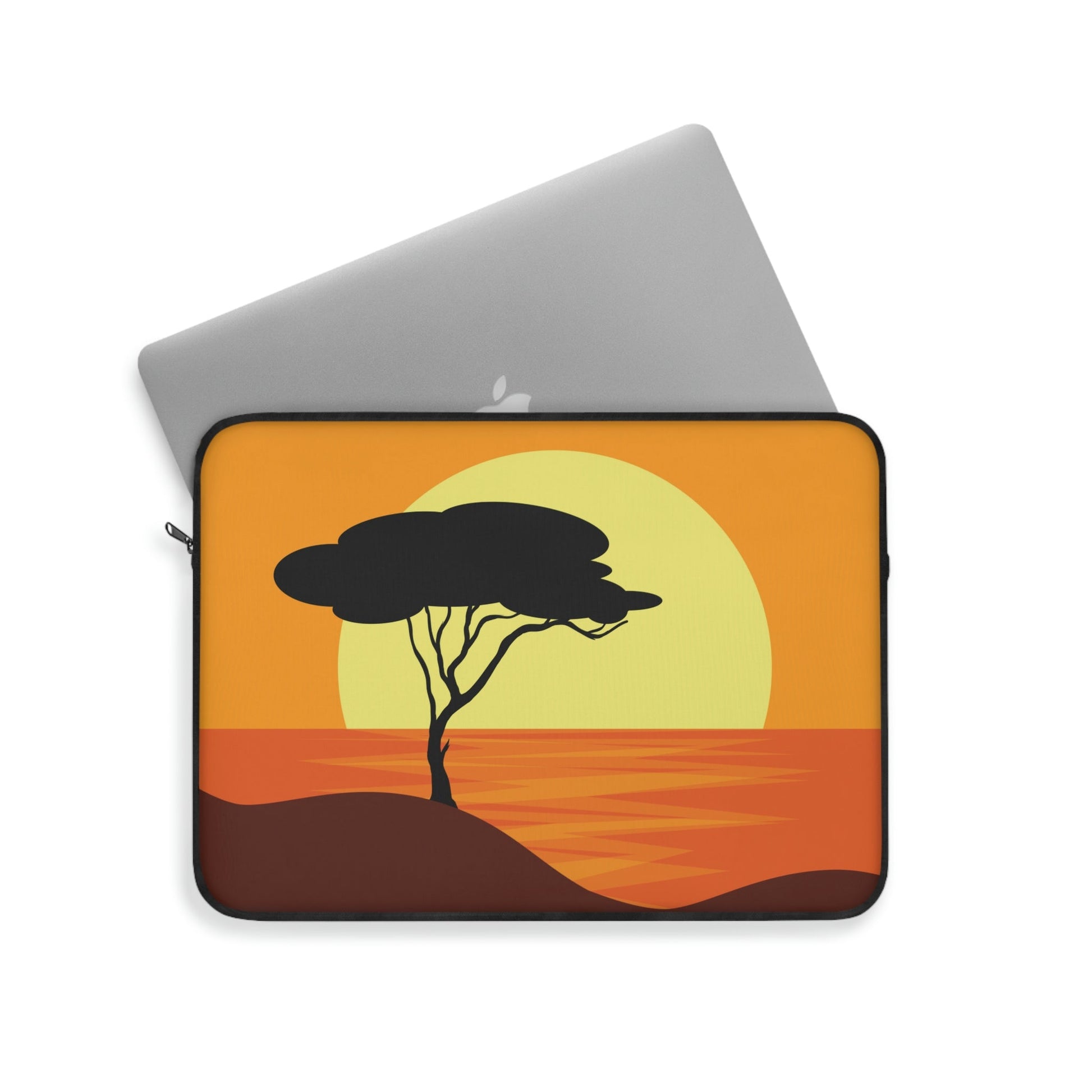 Africa Savanna Sunset Minimal Art Landscape View Laptop Sleeve Ichaku [Perfect Gifts Selection]