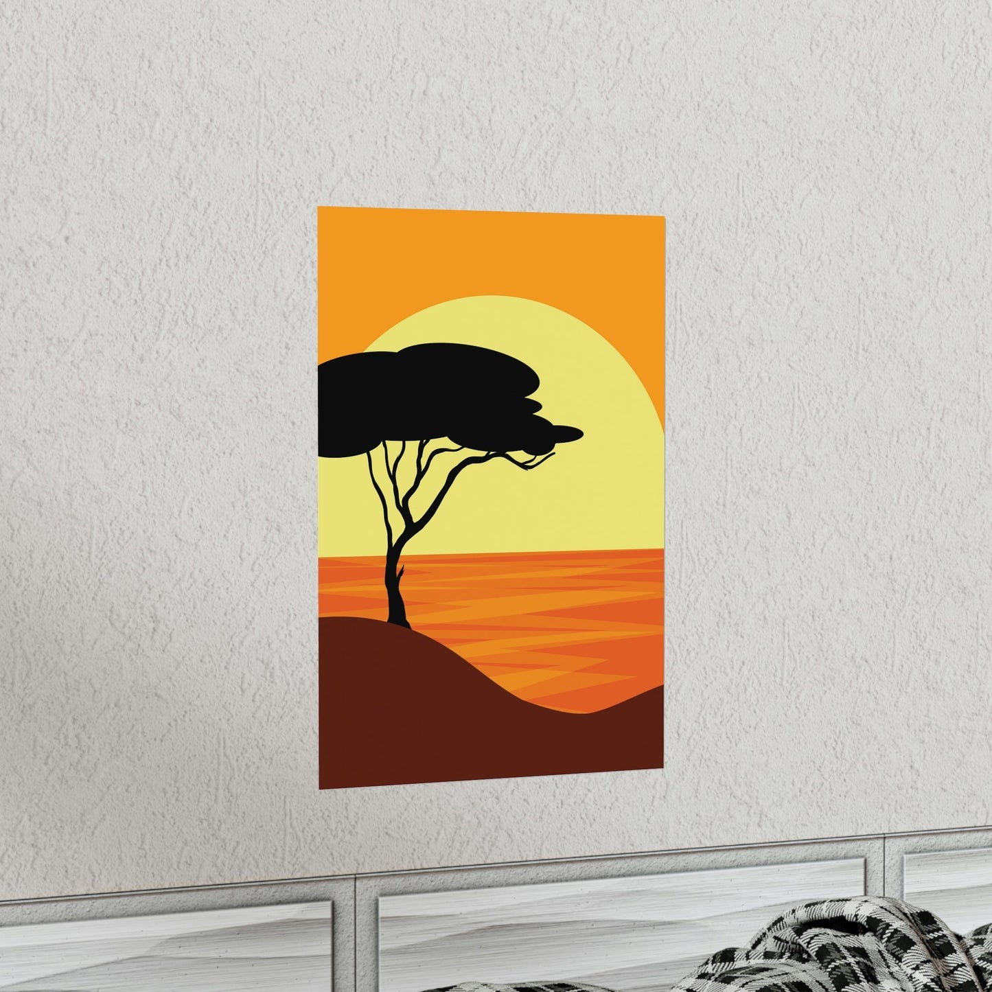 Africa Savanna Sunset Minimal Art Landscape View Premium Matte Vertical Posters Ichaku [Perfect Gifts Selection]