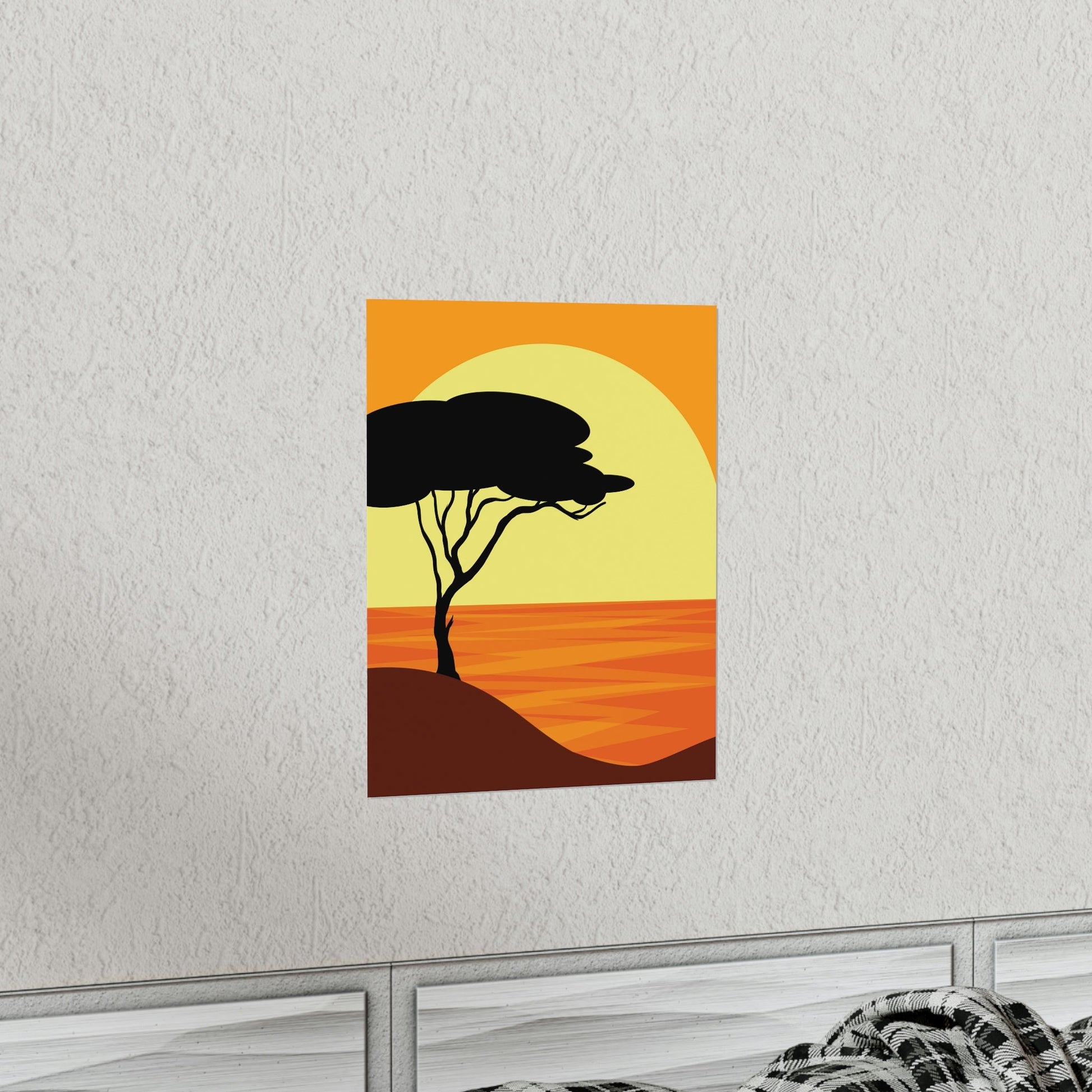 Africa Savanna Sunset Minimal Art Landscape View Premium Matte Vertical Posters Ichaku [Perfect Gifts Selection]