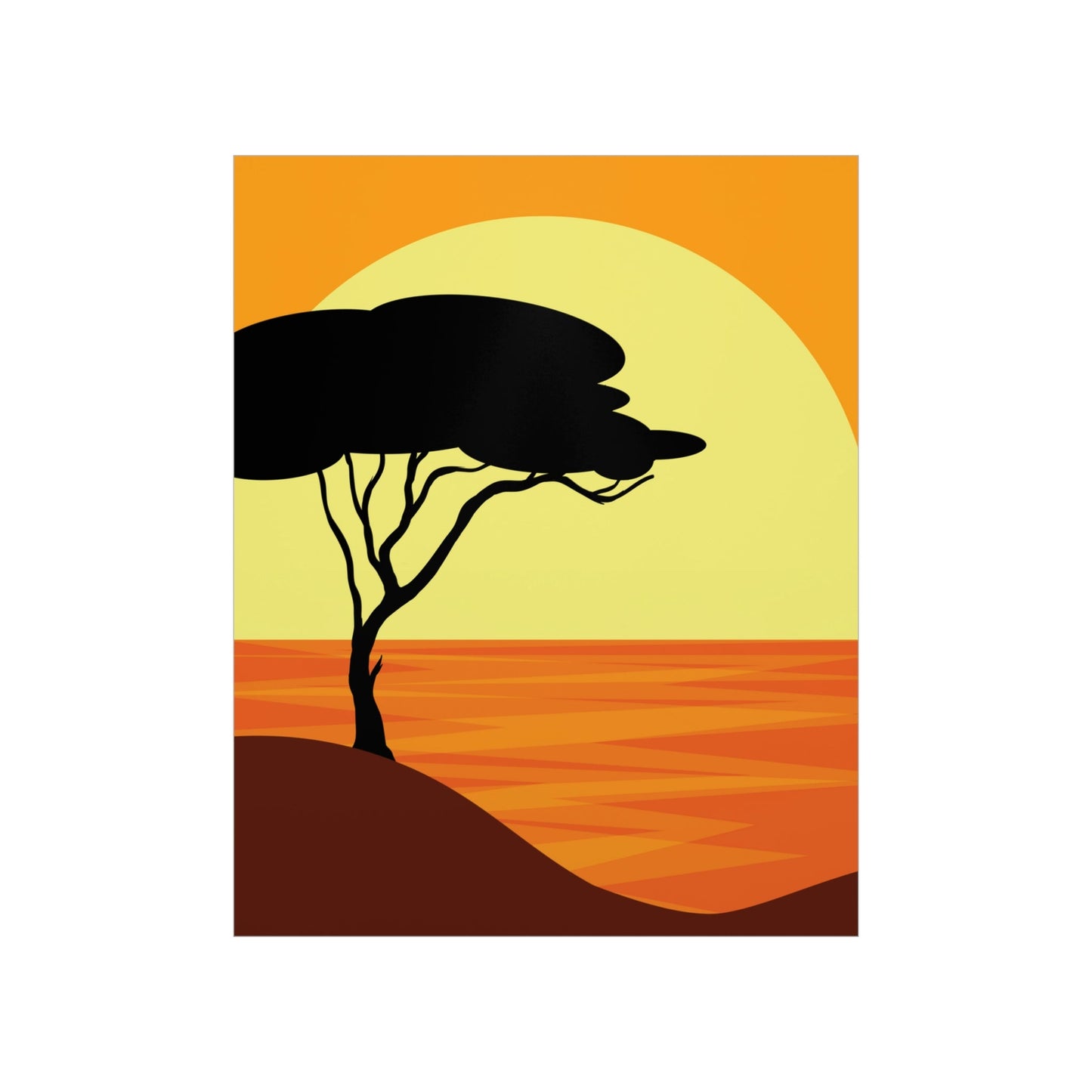 Africa Savanna Sunset Minimal Art Landscape View Premium Matte Vertical Posters Ichaku [Perfect Gifts Selection]