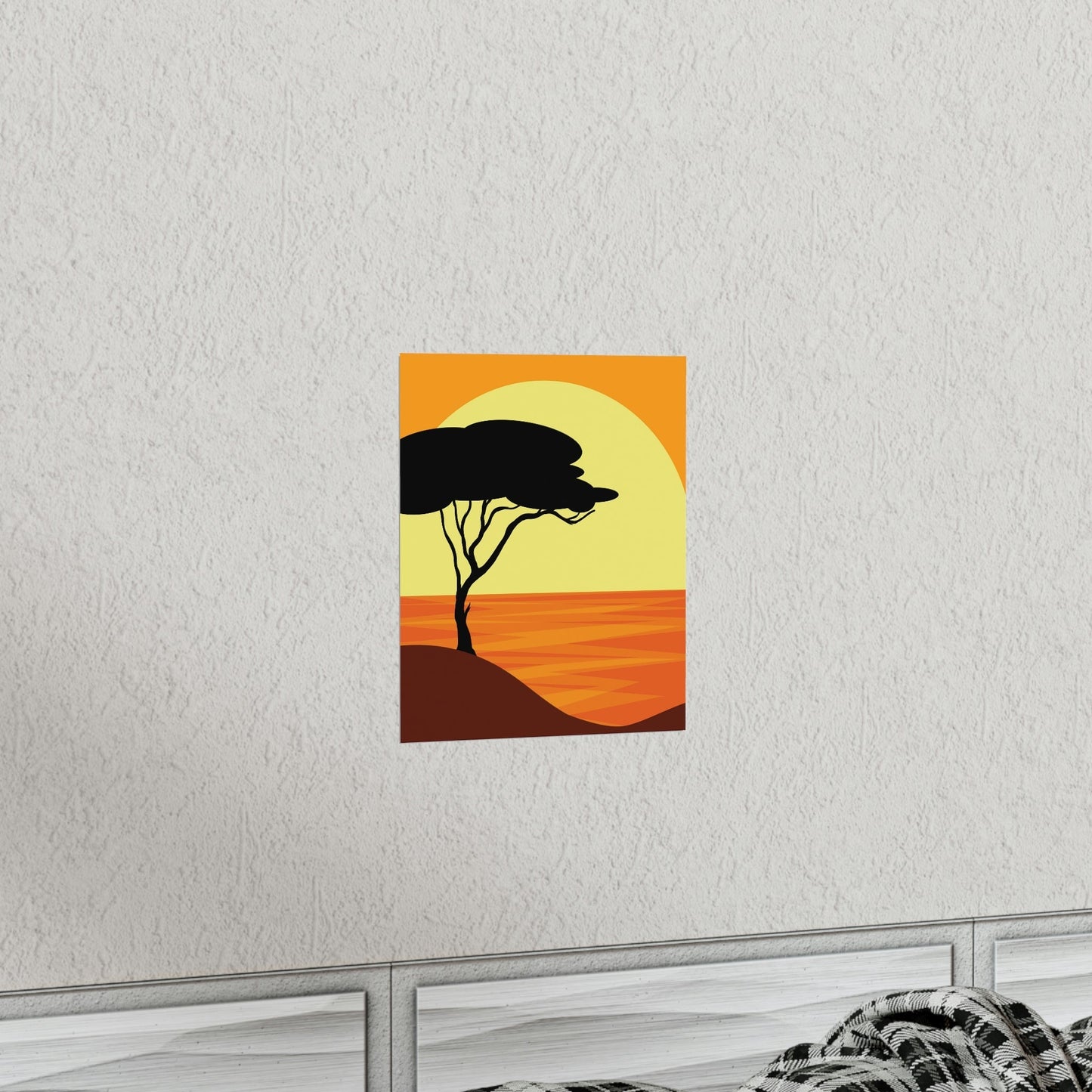 Africa Savanna Sunset Minimal Art Landscape View Premium Matte Vertical Posters Ichaku [Perfect Gifts Selection]