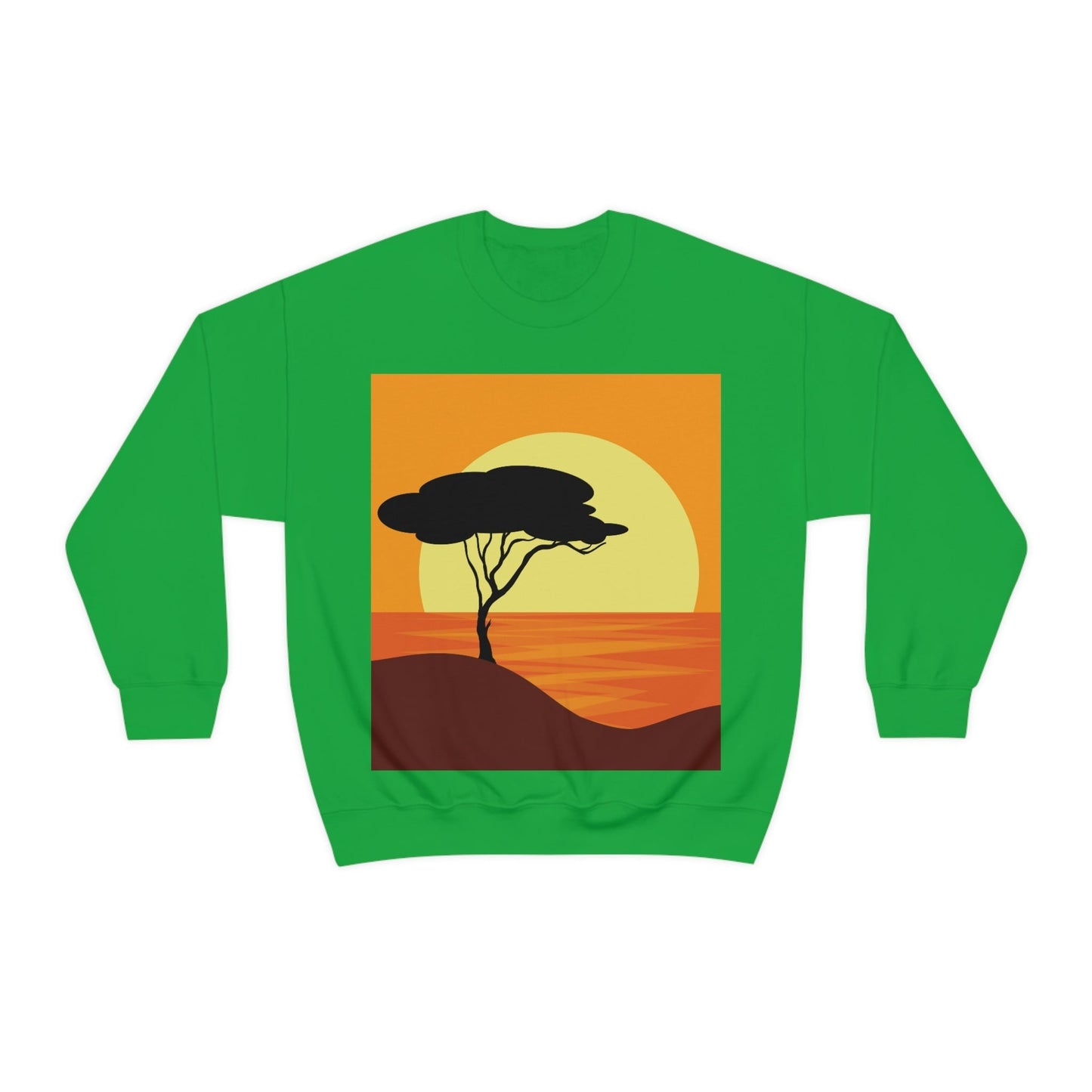 Africa Savanna Sunset Minimal Art Landscape View Unisex Heavy Blend™ Crewneck Sweatshirt Ichaku [Perfect Gifts Selection]