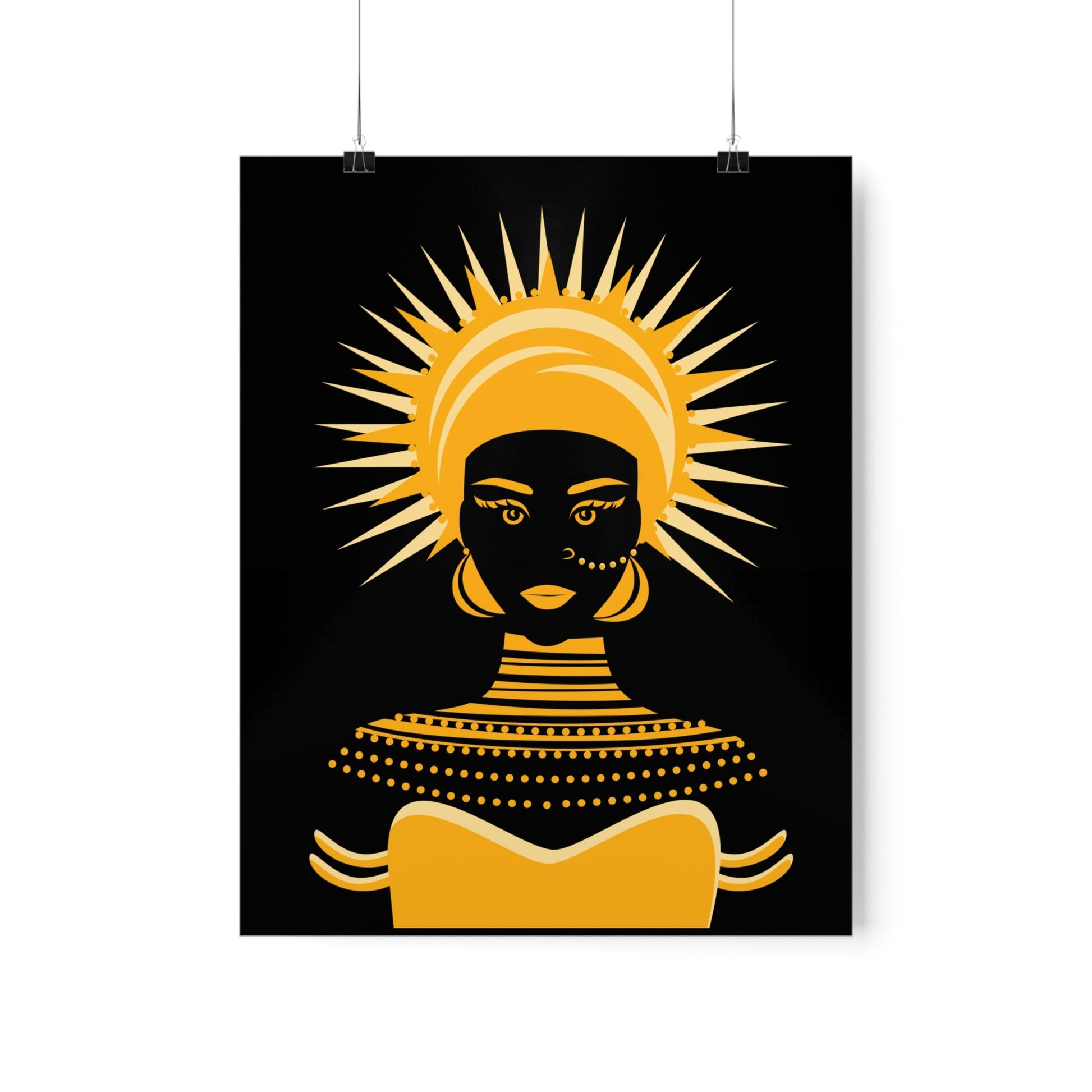 African Traditional Women Gold Portrait Art Premium Matte Vertical Posters Ichaku [Perfect Gifts Selection]