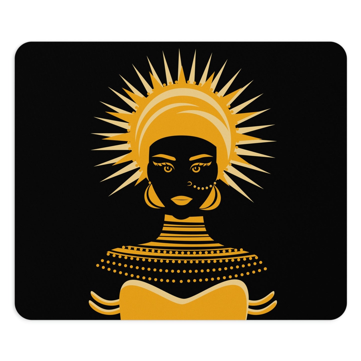 African Traditional Women Gold Portrait Ergonomic Non-slip Creative Design Mouse Pad Ichaku [Perfect Gifts Selection]