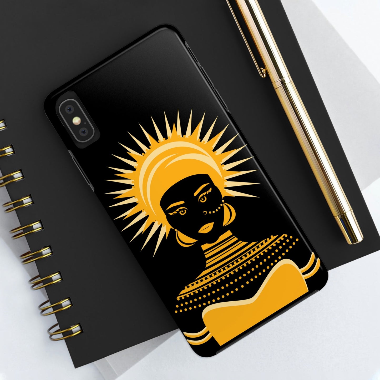 African Traditional Women Gold Portrait Tough Phone Cases Case-Mate Ichaku [Perfect Gifts Selection]