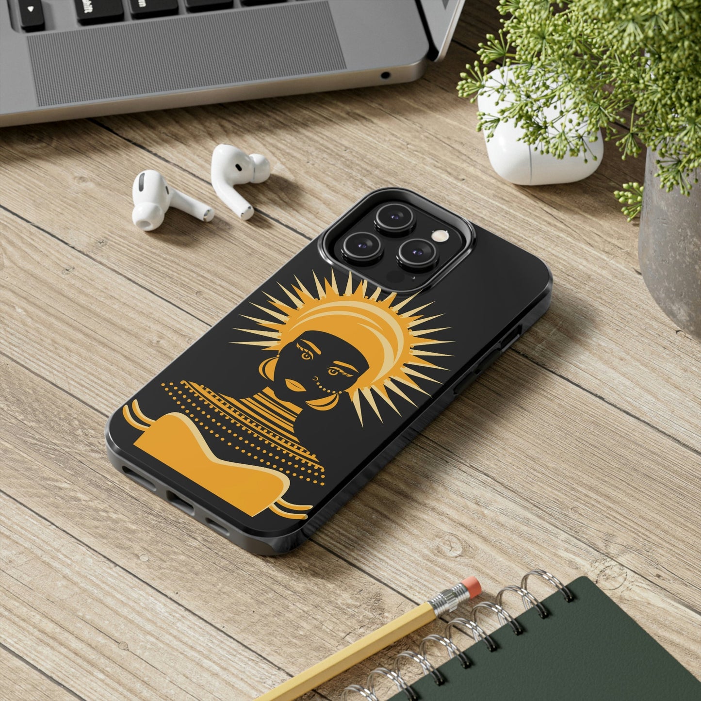 African Traditional Women Gold Portrait Tough Phone Cases Case-Mate Ichaku [Perfect Gifts Selection]