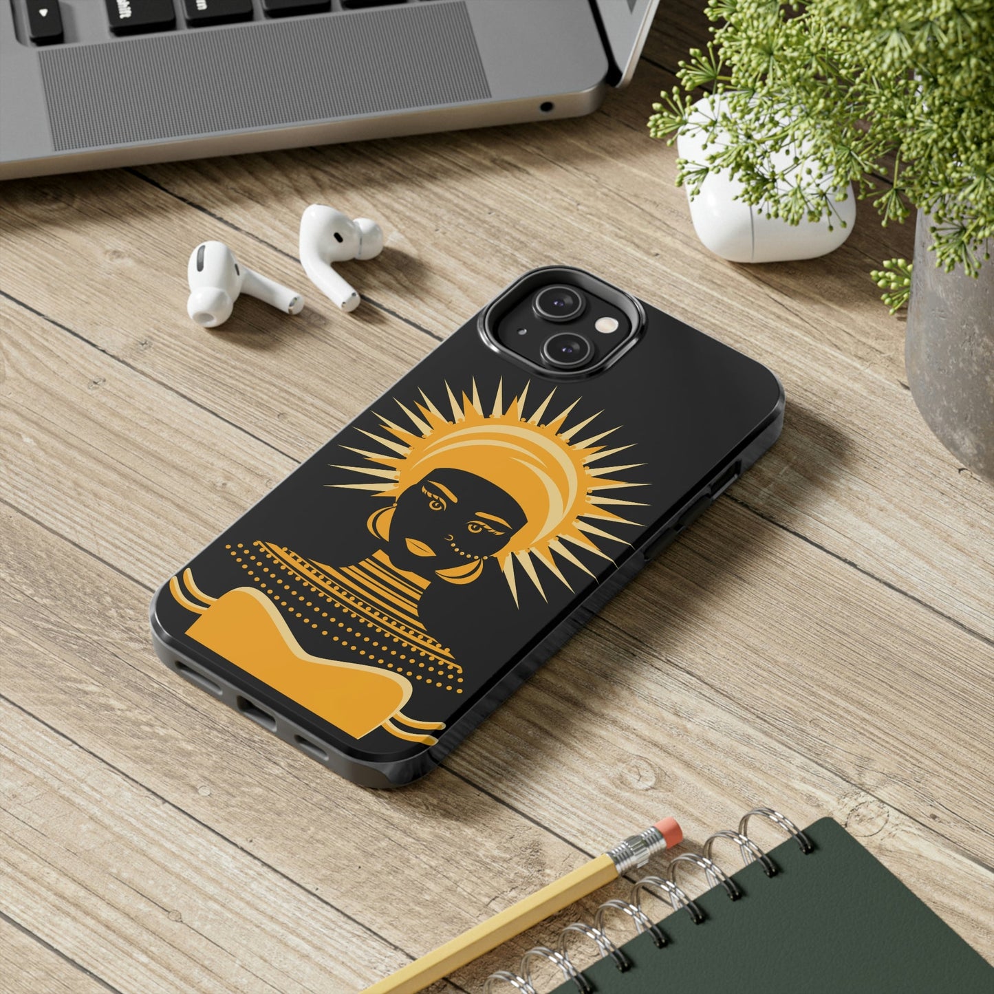 African Traditional Women Gold Portrait Tough Phone Cases Case-Mate Ichaku [Perfect Gifts Selection]