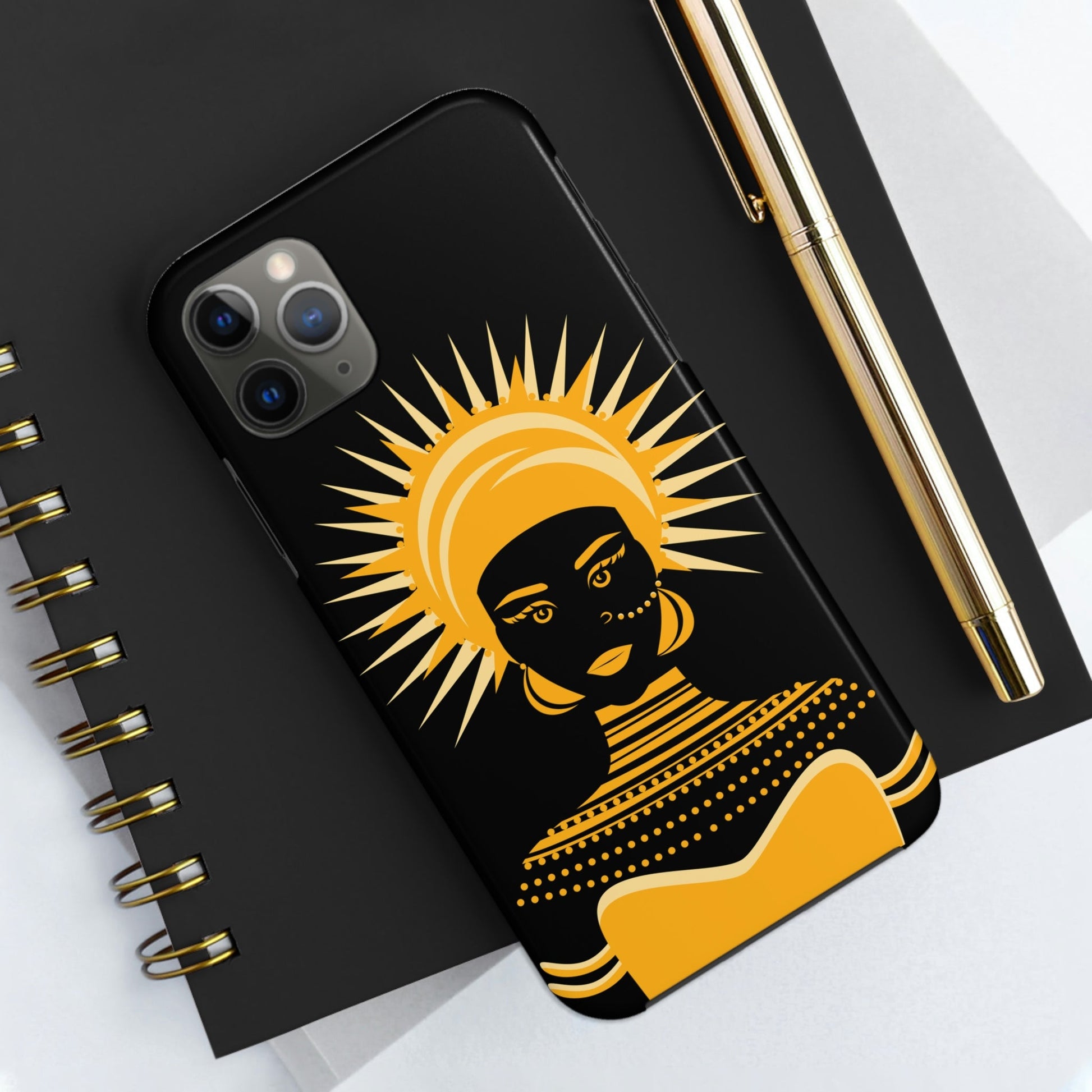 African Traditional Women Gold Portrait Tough Phone Cases Case-Mate Ichaku [Perfect Gifts Selection]