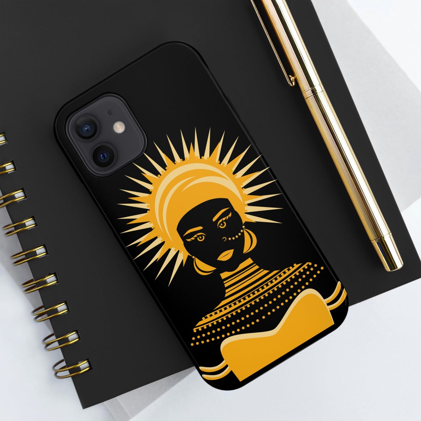 African Traditional Women Gold Portrait Tough Phone Cases Case-Mate Ichaku [Perfect Gifts Selection]