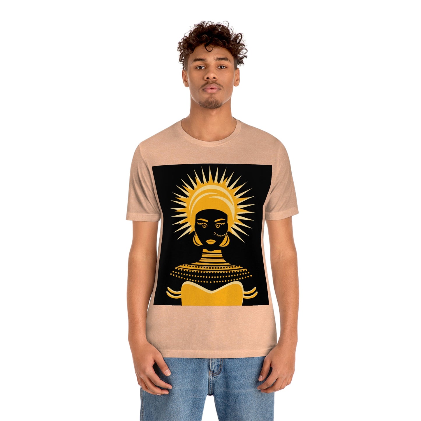 African Traditional Women Gold Portrait Unisex Jersey Short Sleeve T-Shirt Ichaku [Perfect Gifts Selection]