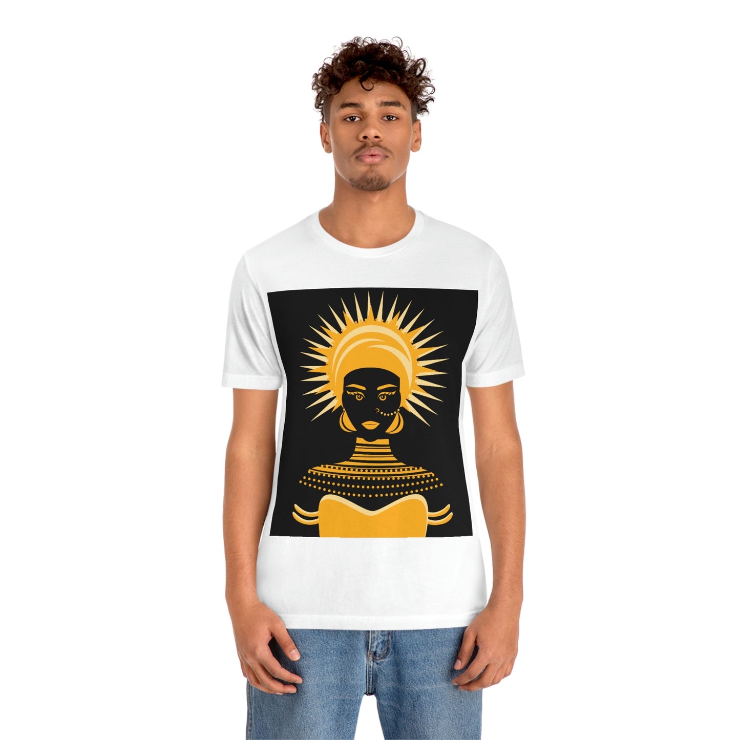 African Traditional Women Gold Portrait Unisex Jersey Short Sleeve T-Shirt Ichaku [Perfect Gifts Selection]