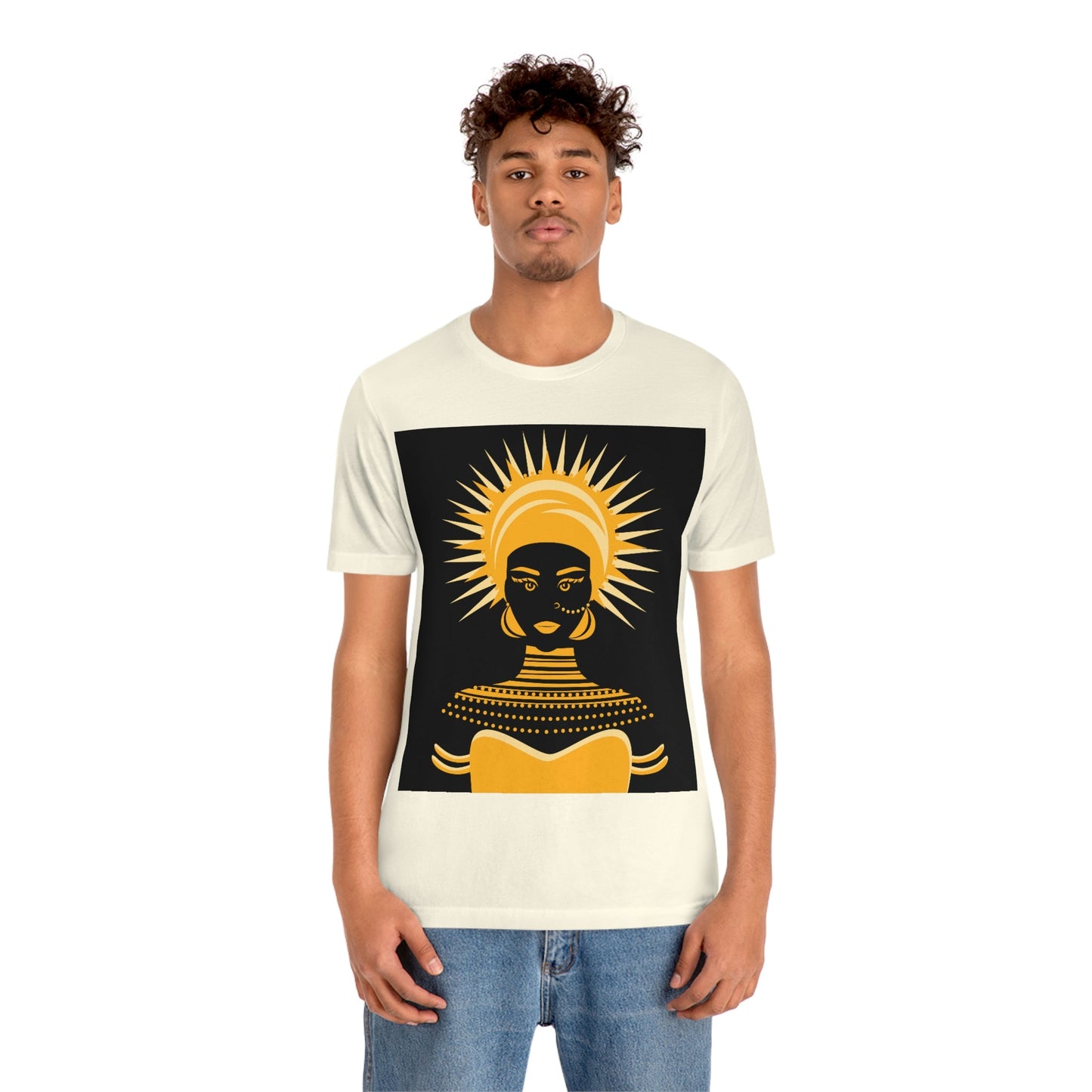 African Traditional Women Gold Portrait Unisex Jersey Short Sleeve T-Shirt Ichaku [Perfect Gifts Selection]