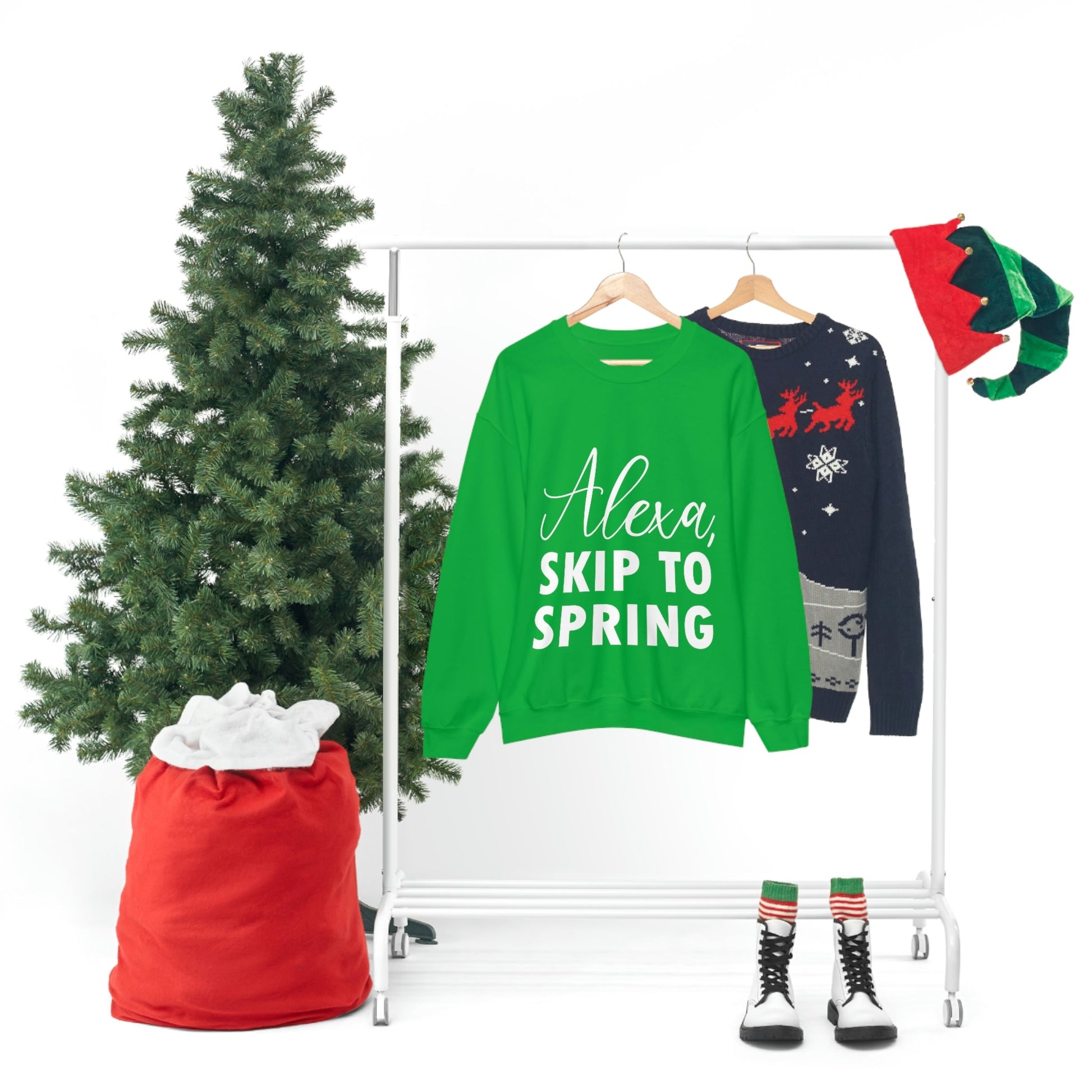Alexa Skip to Spring Humor Saying Quotes Unisex Heavy Blend™ Crewneck Sweatshirt Ichaku [Perfect Gifts Selection]