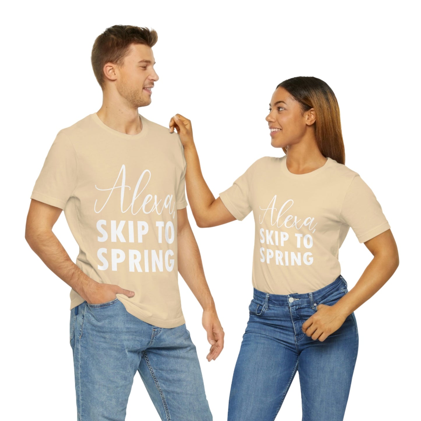 Alexa Skip to Spring Humor Saying Quotes White Text Unisex Jersey Short Sleeve T-Shirt Ichaku [Perfect Gifts Selection]