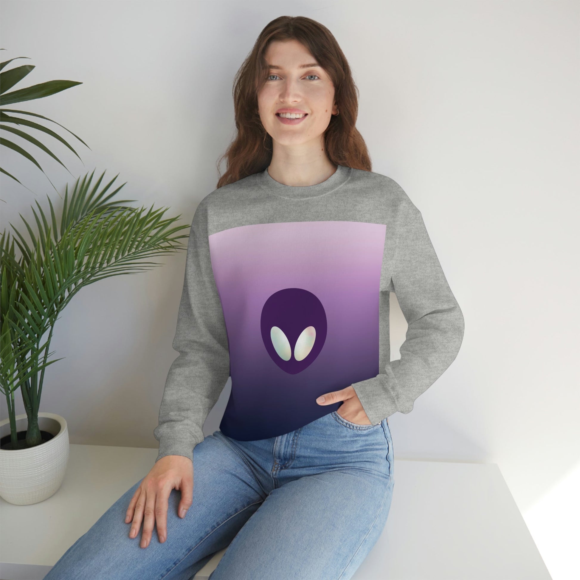 Alien Aesthetic Minimalist UFO Classic TV Series Unisex Heavy Blend™ Crewneck Sweatshirt Ichaku [Perfect Gifts Selection]