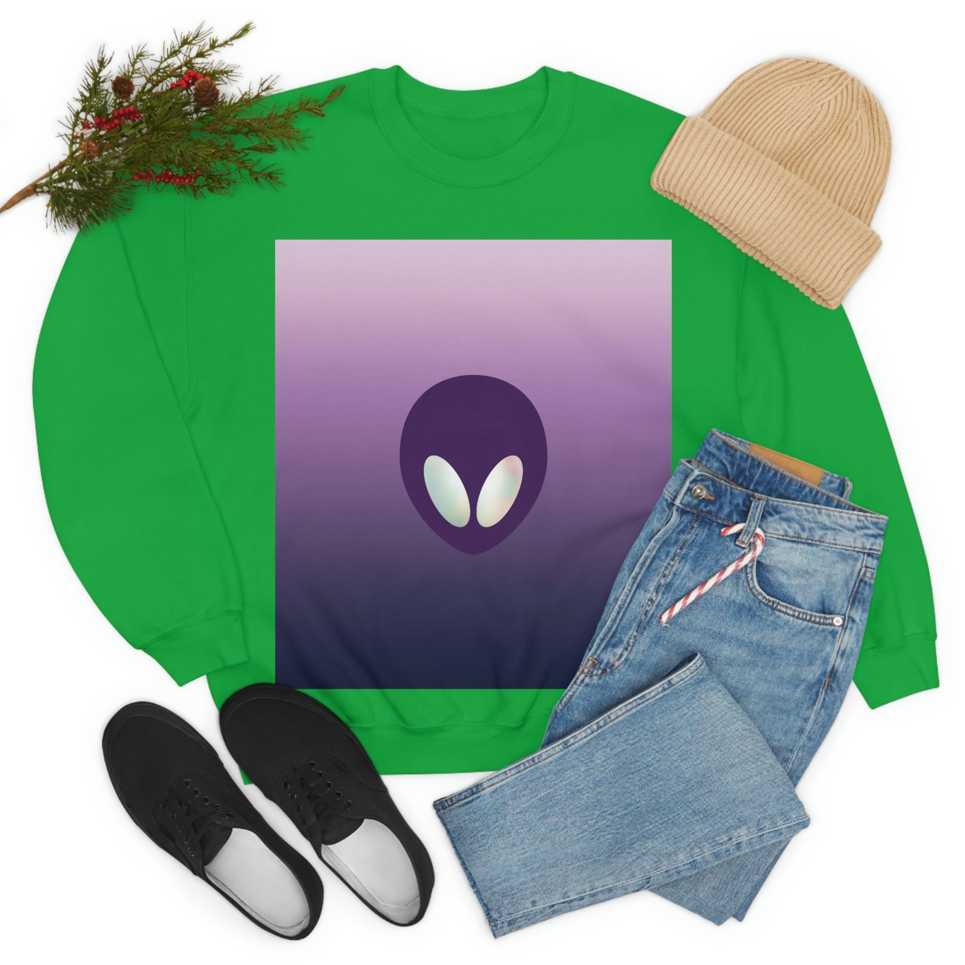 Alien Aesthetic Minimalist UFO Classic TV Series Unisex Heavy Blend™ Crewneck Sweatshirt Ichaku [Perfect Gifts Selection]