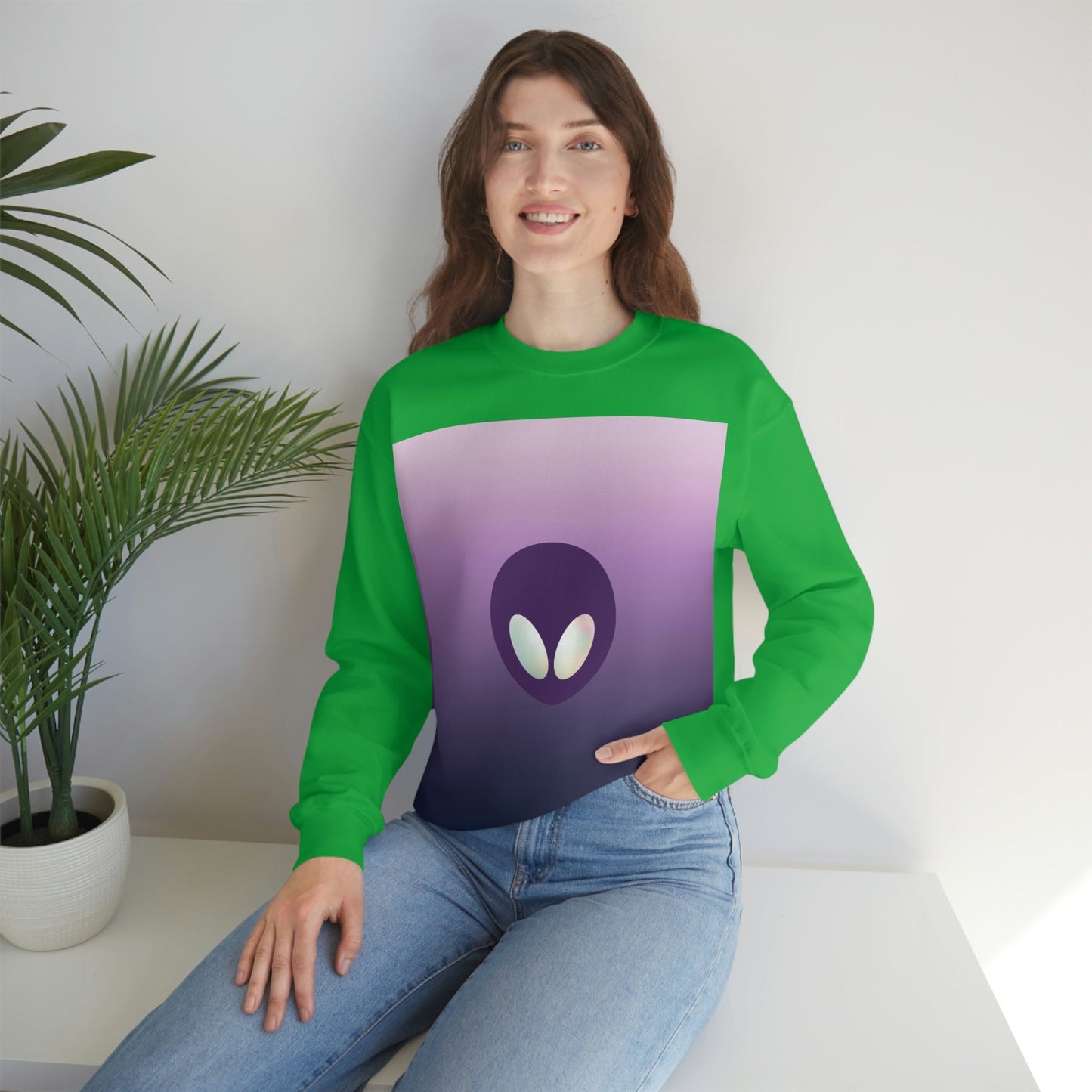 Alien Aesthetic Minimalist UFO Classic TV Series Unisex Heavy Blend™ Crewneck Sweatshirt Ichaku [Perfect Gifts Selection]