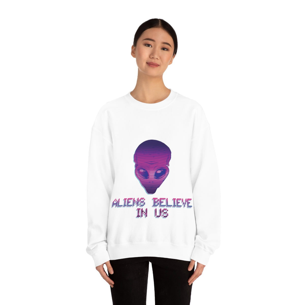 Aliens Believe In Us UFO TV Series Unisex Heavy Blend™ Crewneck Sweatshirt Ichaku [Perfect Gifts Selection]