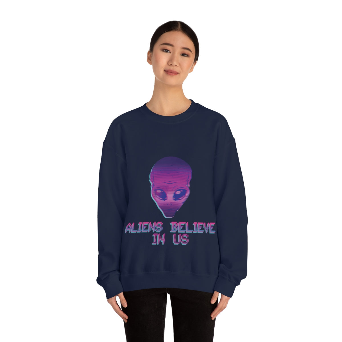 Aliens Believe In Us UFO TV Series Unisex Heavy Blend™ Crewneck Sweatshirt Ichaku [Perfect Gifts Selection]