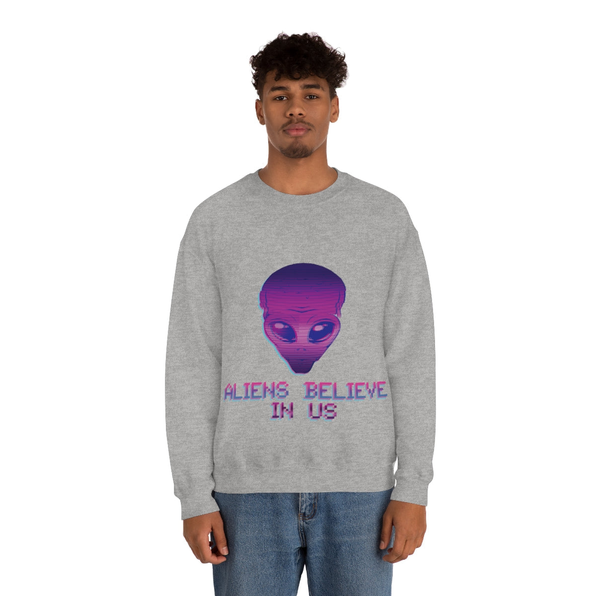 Aliens Believe In Us UFO TV Series Unisex Heavy Blend™ Crewneck Sweatshirt Ichaku [Perfect Gifts Selection]