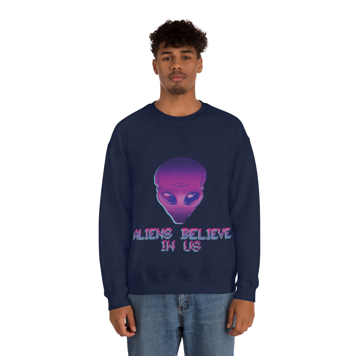 Aliens Believe In Us UFO TV Series Unisex Heavy Blend™ Crewneck Sweatshirt Ichaku [Perfect Gifts Selection]