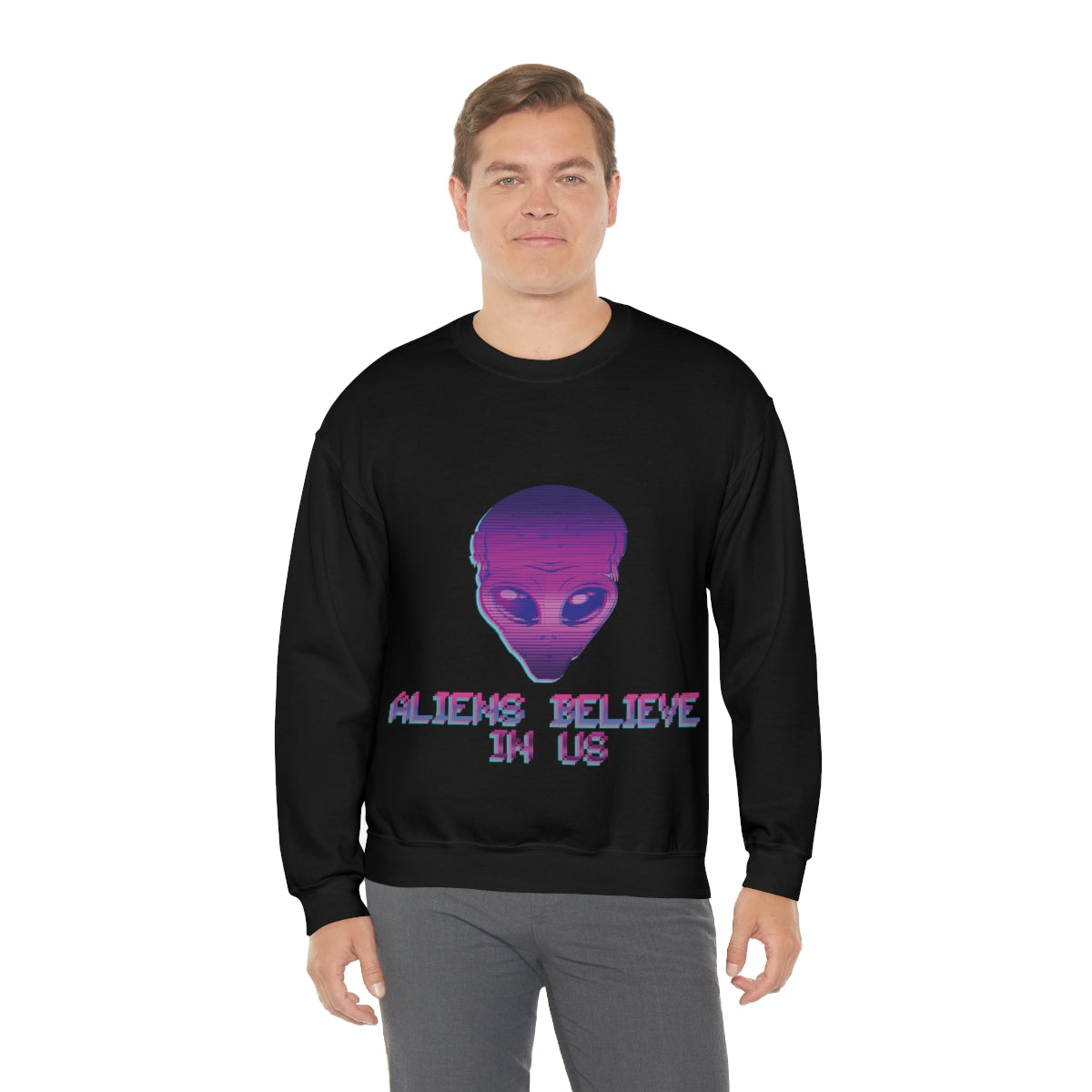 Aliens Believe In Us UFO TV Series Unisex Heavy Blend™ Crewneck Sweatshirt Ichaku [Perfect Gifts Selection]