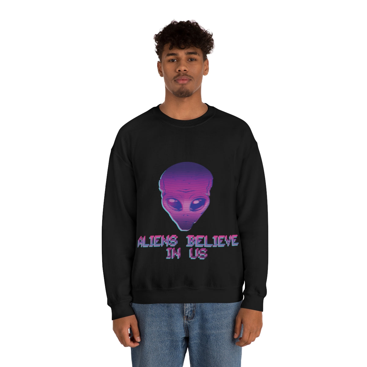 Aliens Believe In Us UFO TV Series Unisex Heavy Blend™ Crewneck Sweatshirt Ichaku [Perfect Gifts Selection]