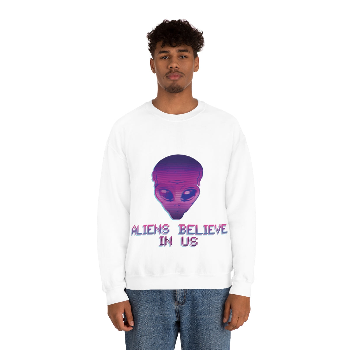 Aliens Believe In Us UFO TV Series Unisex Heavy Blend™ Crewneck Sweatshirt Ichaku [Perfect Gifts Selection]