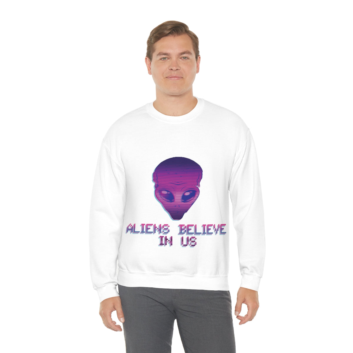 Aliens Believe In Us UFO TV Series Unisex Heavy Blend™ Crewneck Sweatshirt Ichaku [Perfect Gifts Selection]