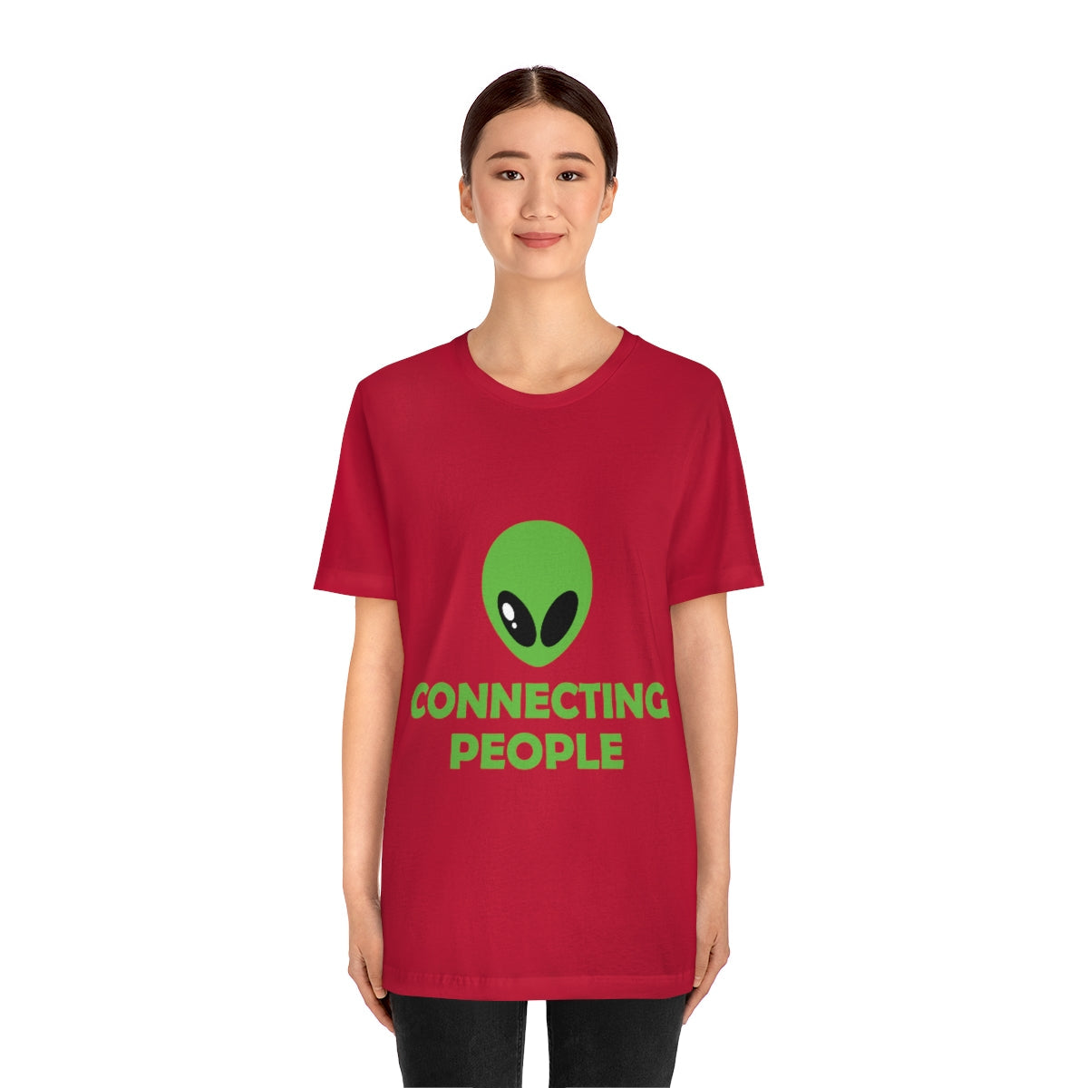 Aliens Connecting People UFO Funny Quotes Humor Unisex Jersey Short Sleeve T-Shirt Ichaku [Perfect Gifts Selection]