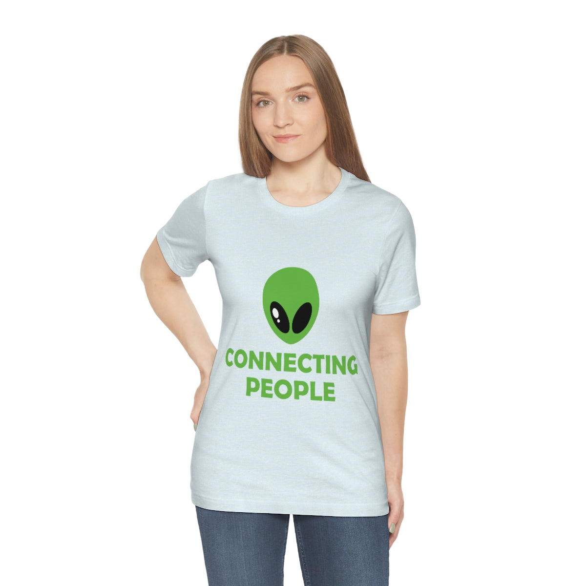 Aliens Connecting People UFO Funny Quotes Humor Unisex Jersey Short Sleeve T-Shirt Ichaku [Perfect Gifts Selection]