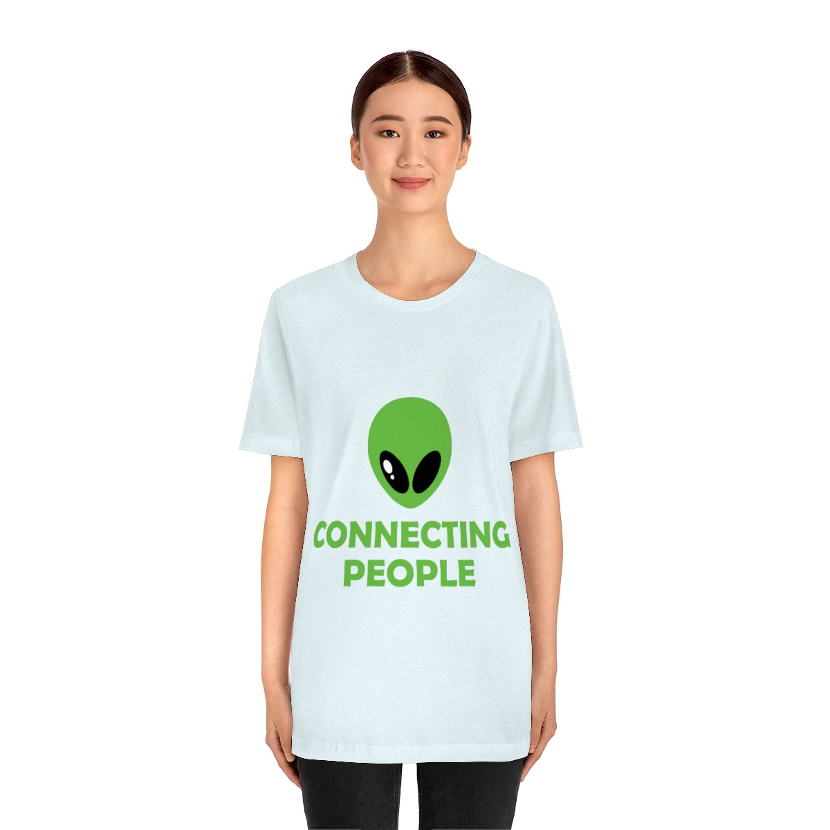 Aliens Connecting People UFO Funny Quotes Humor Unisex Jersey Short Sleeve T-Shirt Ichaku [Perfect Gifts Selection]