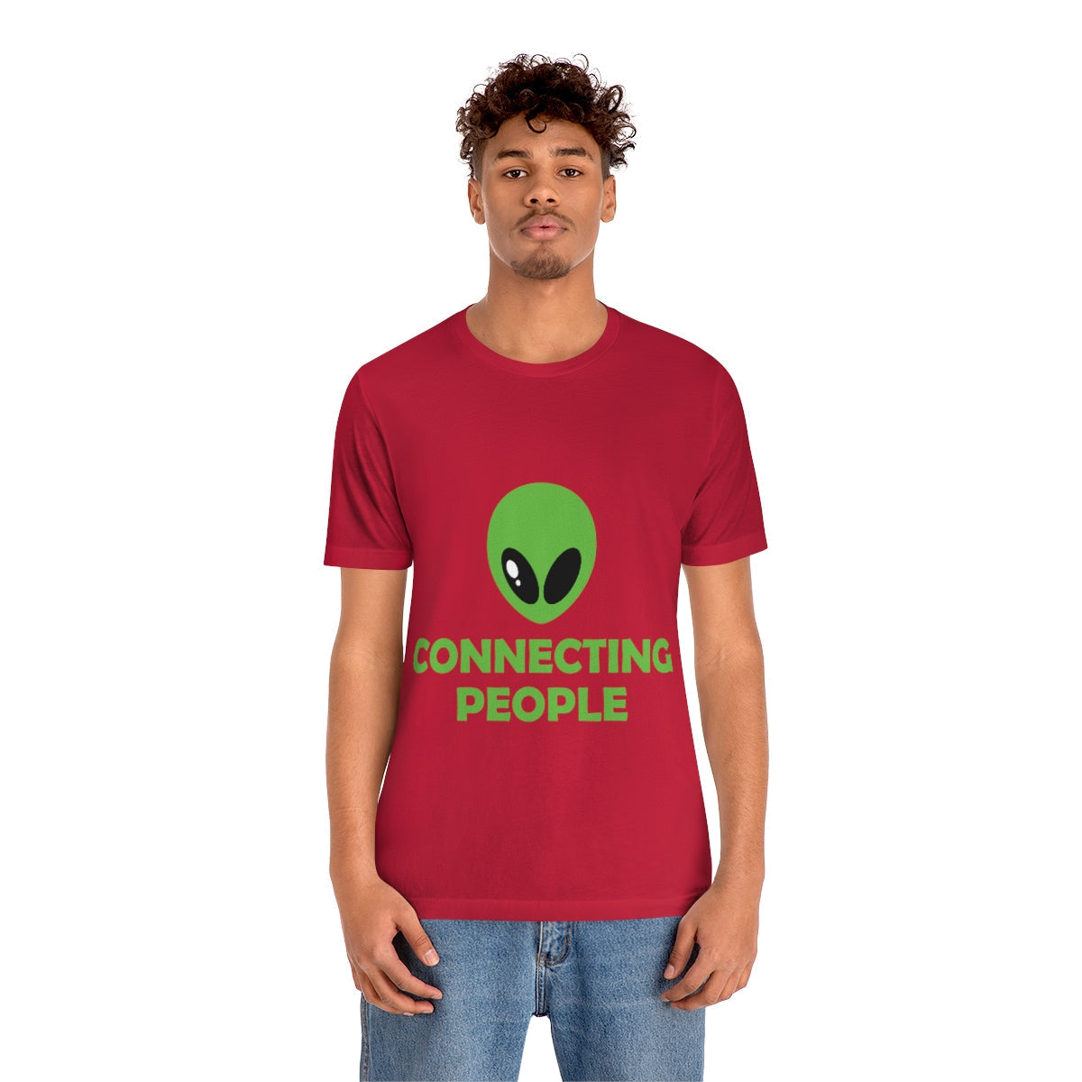 Aliens Connecting People UFO Funny Quotes Humor Unisex Jersey Short Sleeve T-Shirt Ichaku [Perfect Gifts Selection]