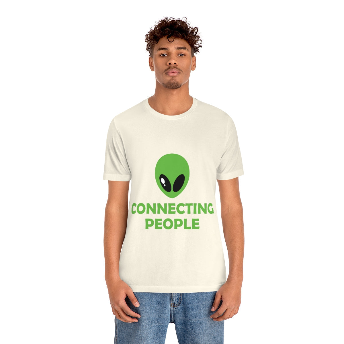 Aliens Connecting People UFO Funny Quotes Humor Unisex Jersey Short Sleeve T-Shirt Ichaku [Perfect Gifts Selection]