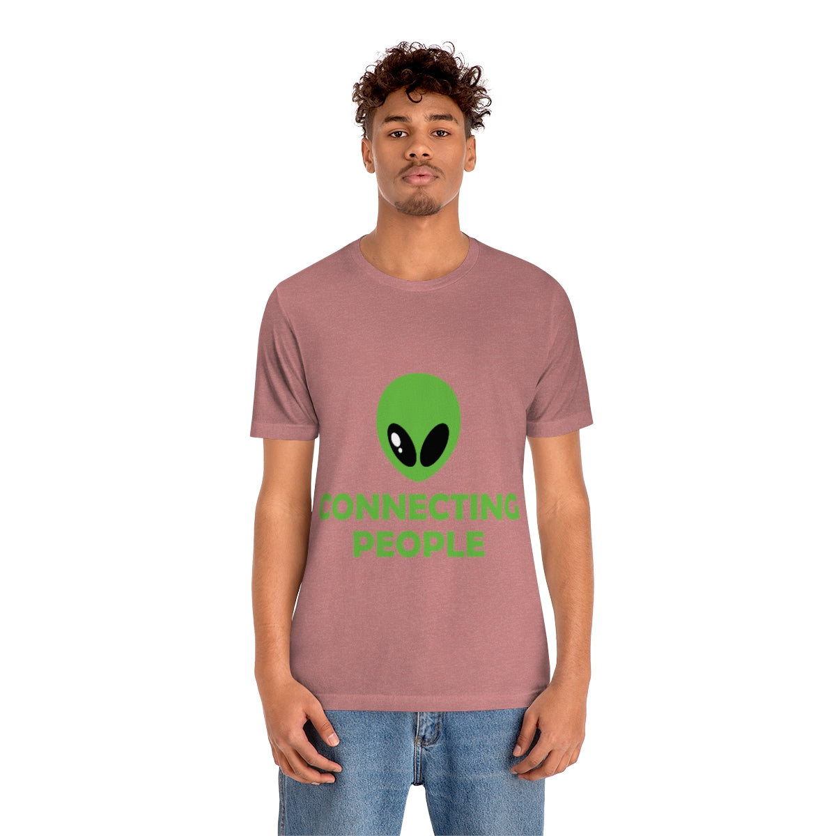 Aliens Connecting People UFO Funny Quotes Humor Unisex Jersey Short Sleeve T-Shirt Ichaku [Perfect Gifts Selection]