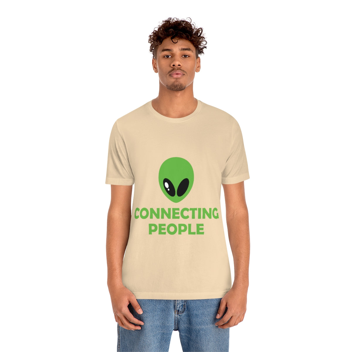 Aliens Connecting People UFO Funny Quotes Humor Unisex Jersey Short Sleeve T-Shirt Ichaku [Perfect Gifts Selection]