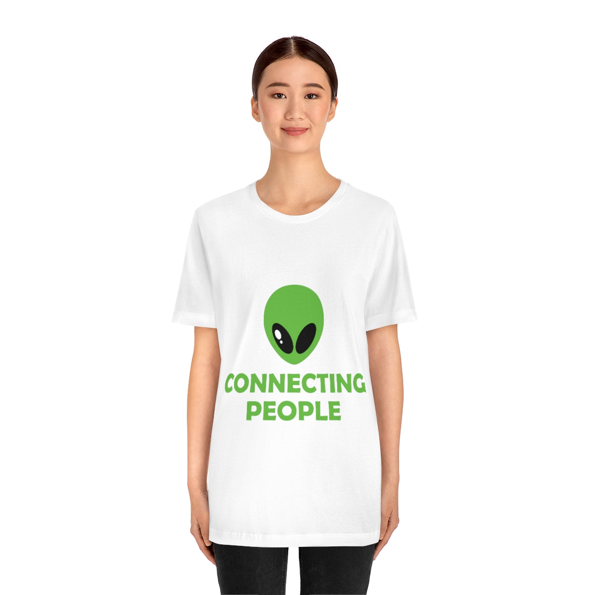 Aliens Connecting People UFO Funny Quotes Humor Unisex Jersey Short Sleeve T-Shirt Ichaku [Perfect Gifts Selection]