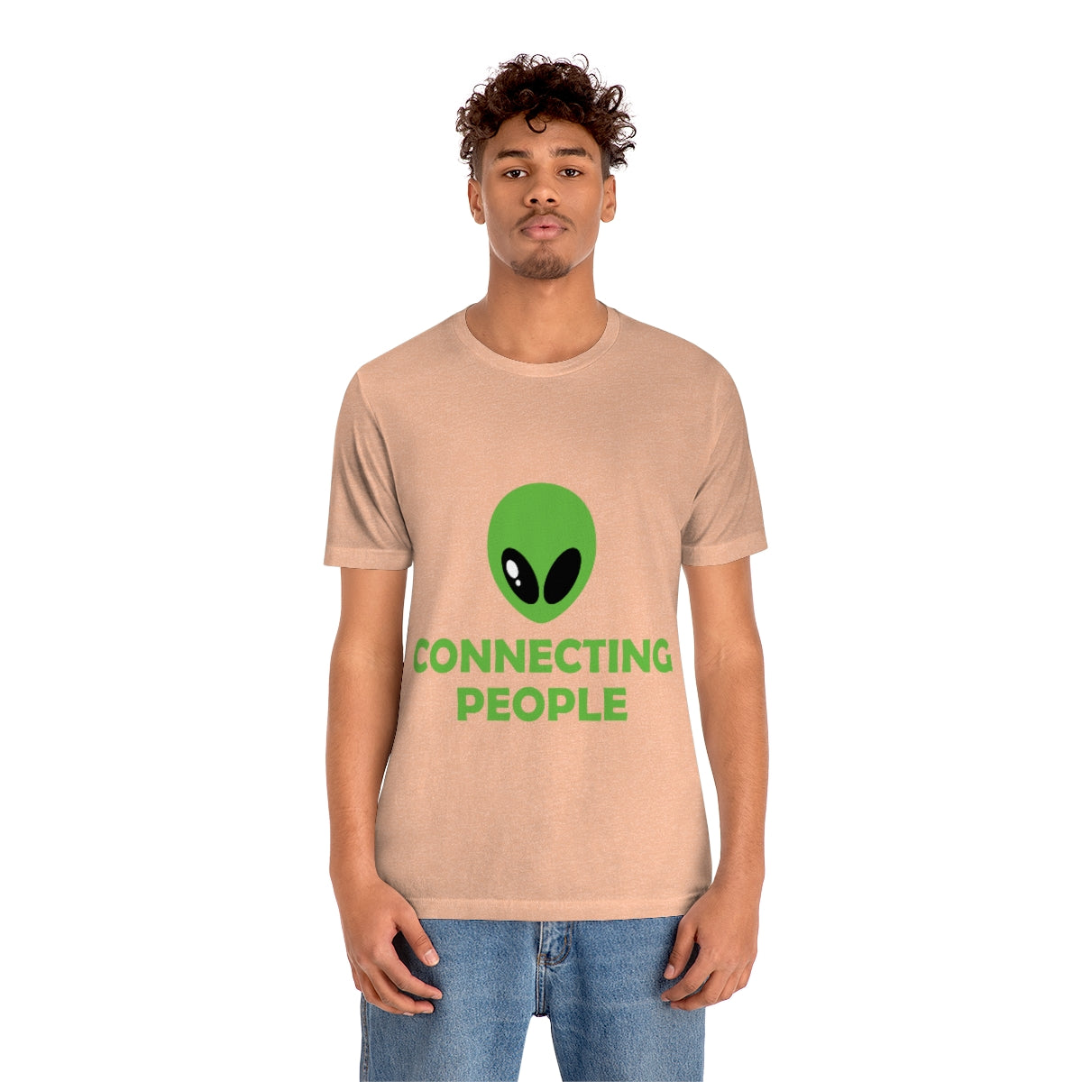 Aliens Connecting People UFO Funny Quotes Humor Unisex Jersey Short Sleeve T-Shirt Ichaku [Perfect Gifts Selection]