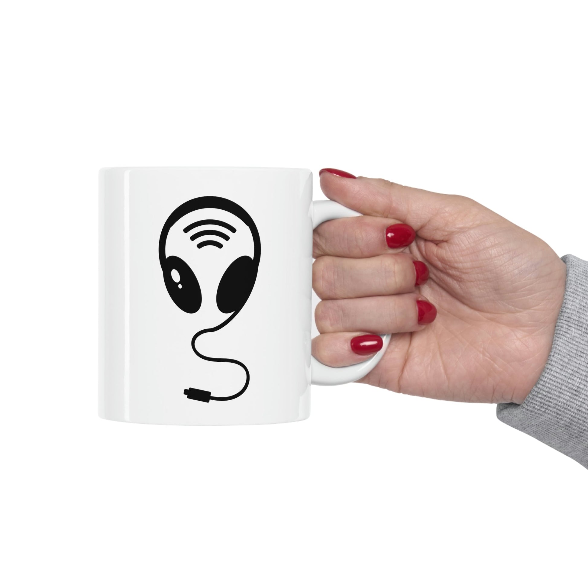Aliens Headphones Humor Saying Quotes Black Ceramic Mug 11oz Ichaku [Perfect Gifts Selection]