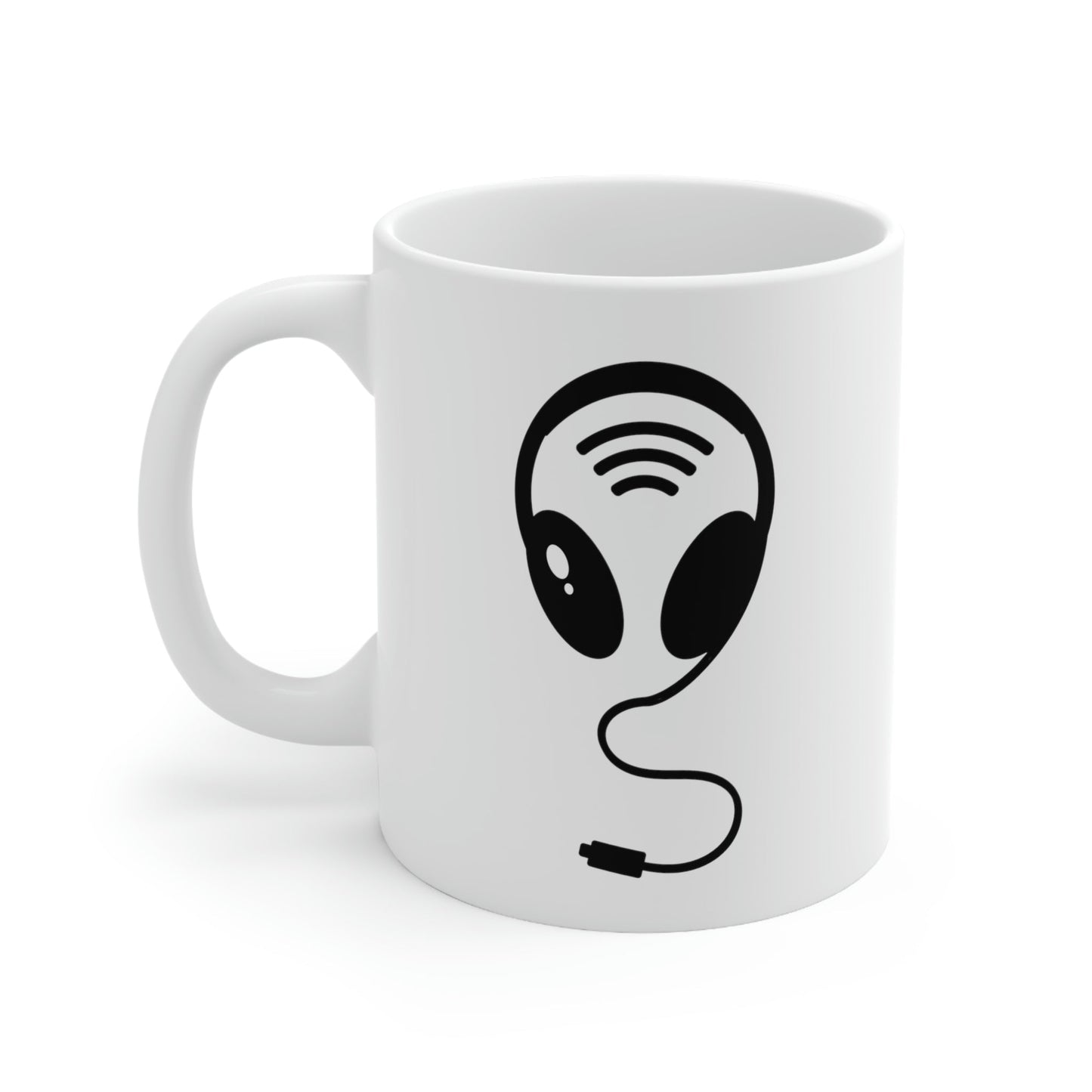 Aliens Headphones Humor Saying Quotes Black Ceramic Mug 11oz Ichaku [Perfect Gifts Selection]