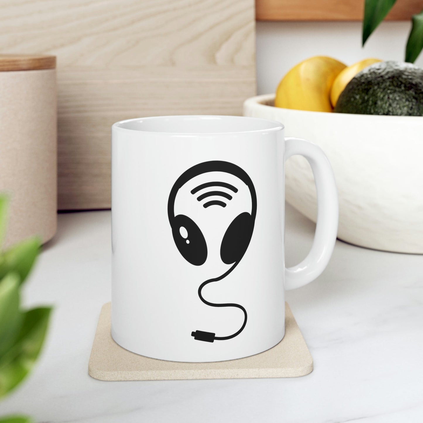 Aliens Headphones Humor Saying Quotes Black Ceramic Mug 11oz Ichaku [Perfect Gifts Selection]