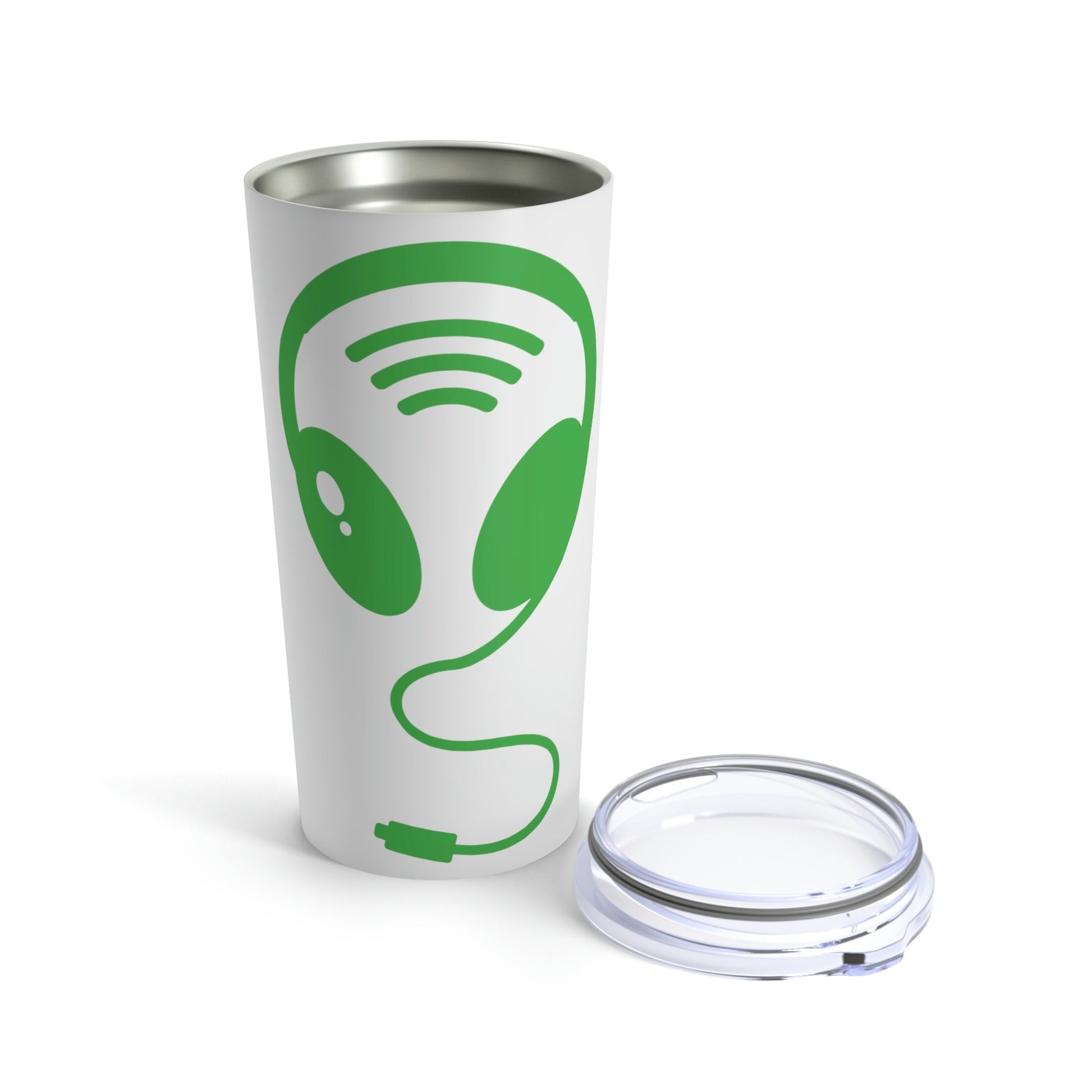 Aliens Headphones Humor Saying Quotes Green Stainless Steel Hot or Cold Vacuum Tumbler 20oz Ichaku [Perfect Gifts Selection]