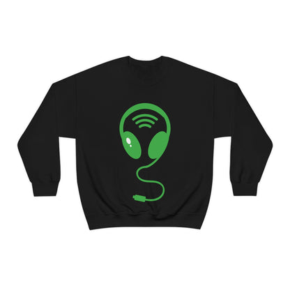 Aliens Headphones Humor Saying Quotes Unisex Heavy Blend™ Crewneck Sweatshirt Ichaku [Perfect Gifts Selection]