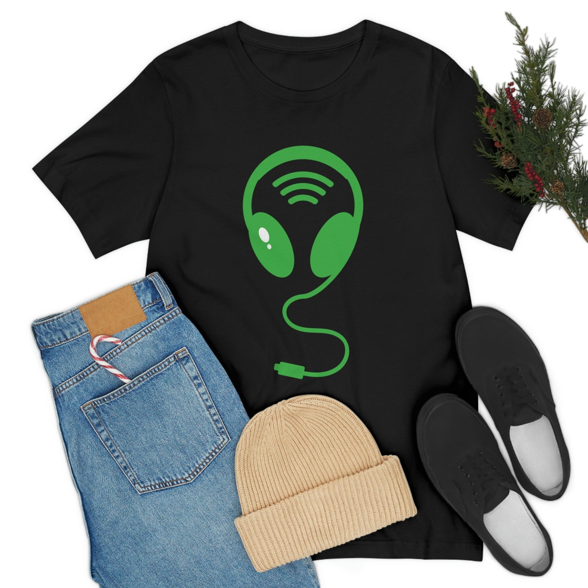 Aliens Headphones Humor Saying Quotes Unisex Jersey Short Sleeve T-Shirt Ichaku [Perfect Gifts Selection]