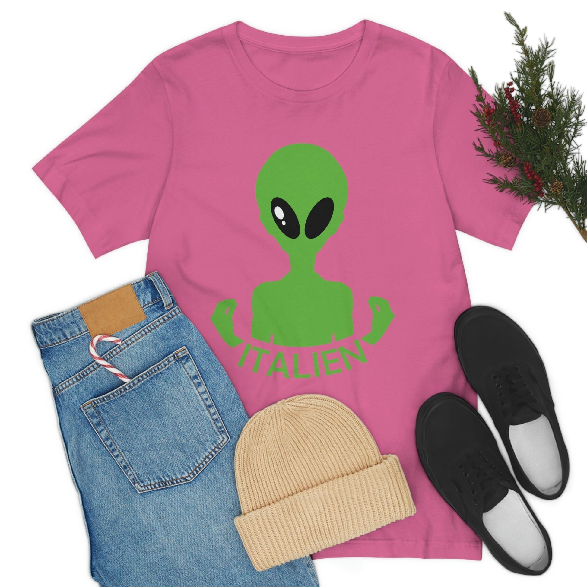 Aliens Italian Hand Gestures UFO Xenomorph Italy Unisex Jersey Short Sleeve T-Shirt Ichaku [Perfect Gifts Selection]